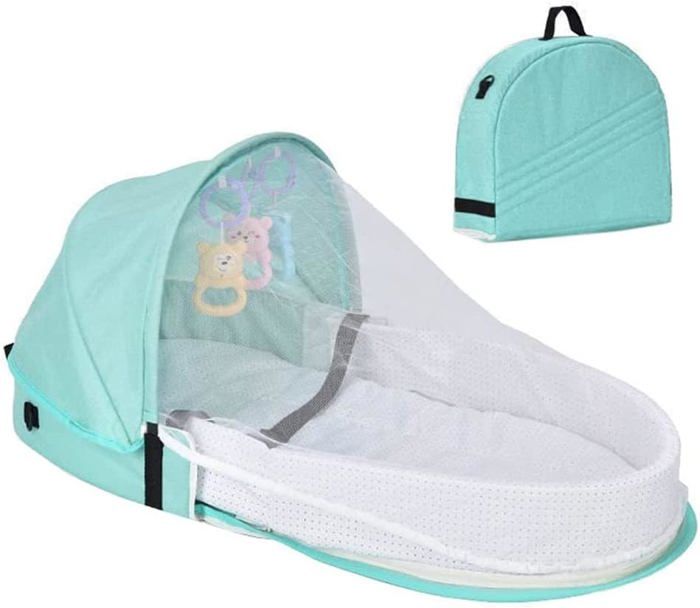Matelas à Langer Portable Imperméable Pliable - Tapis De Change Nomade Bébé, Poches De Rangement, Facile à Nettoyer
