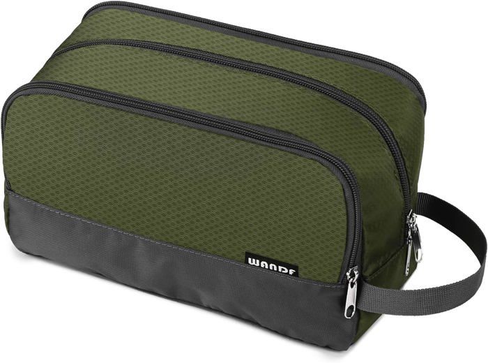Trousse De Toilette WANDF Pour Homme - Voyage, Vert Armée, 26x15x12 Cm