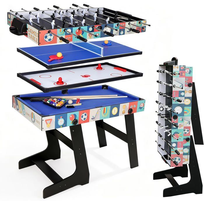 HLC Table Multijeux Enfant 5 en 1 - avec Snooker, Tir à l'arc, Hockey, Tennis De Table, Basket-Ball pour Famille, Parent-Enfant, Jeux De Table Interactifs (92 * 46 * 73cm