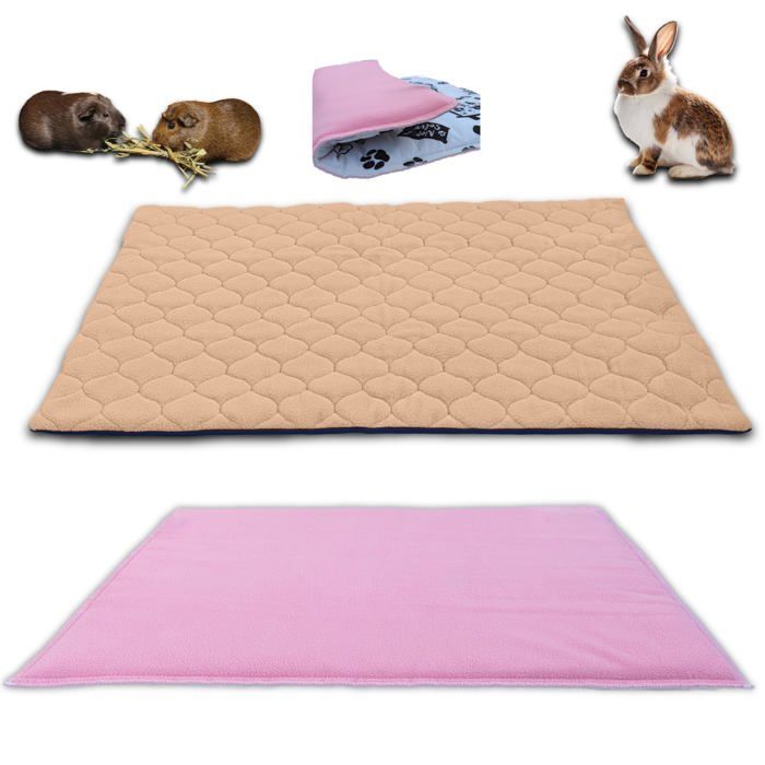 Comparer les prix de NEO SOLVO Lot de 2 - Tapis Litière Polaire 70 x 105 cm Beige et Couverture Surlitière Polaire Rose - Cage et Enclos 2x3