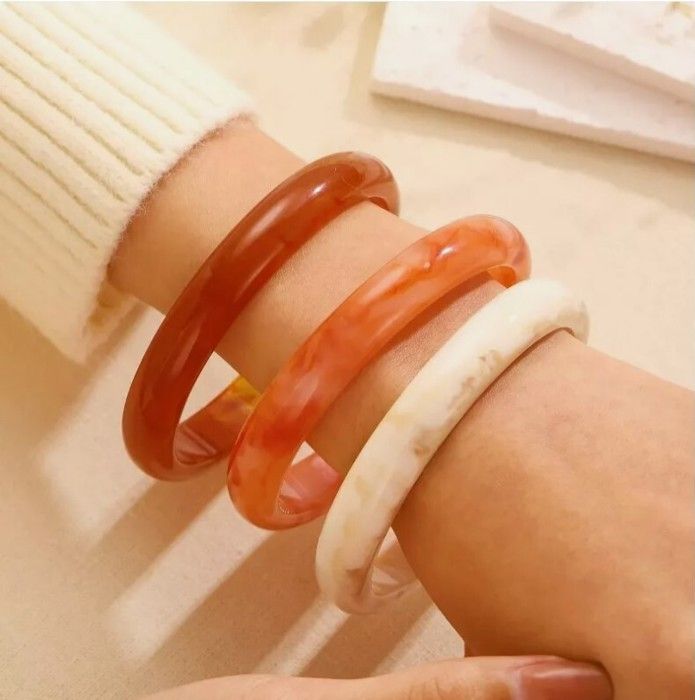 Ensemble de 3 bracelets jonc femme rond en acrylique 799011