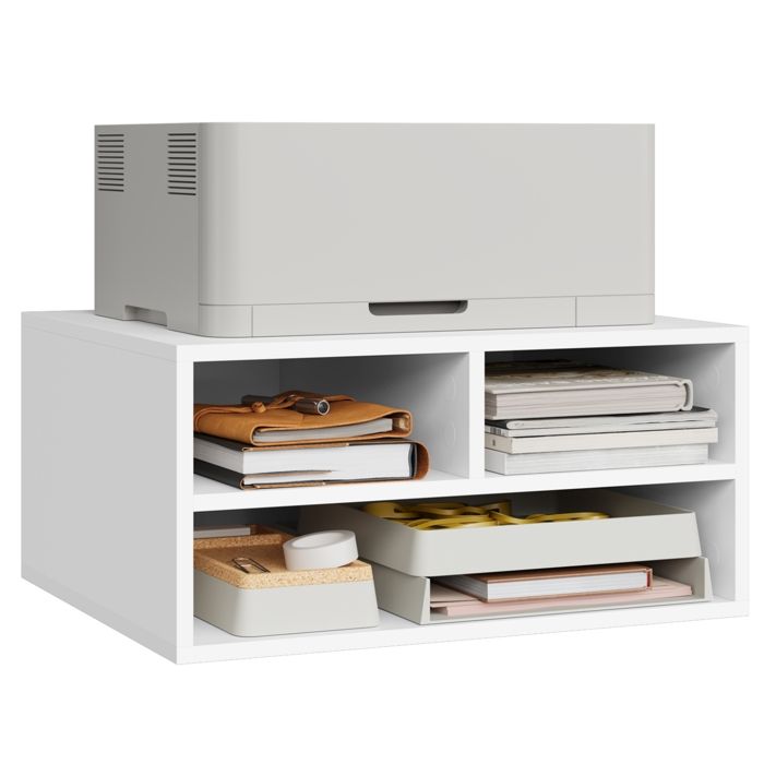 Caisson Bureau WOLTU - Support Imprimante à 2 Niveaux - 47x40x225cm - Blanc W0ATT0839
