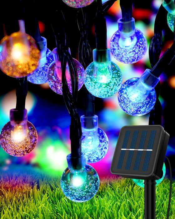 Guirlande Lumineuse Solaire Exterieur7M 50LED Guirlande Solaire Extérieure Étanche IP55 8 Modes(couleur)