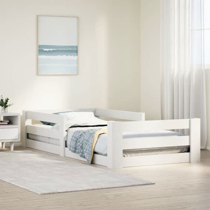 SALE 2025Structure/Cadre de lit - Lit 1 personne - blanc 70x140 cm - bois de pin massif 18.1 Kg 5364