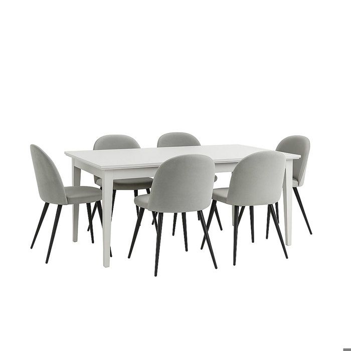 Venedig ensemble pour salle à manger table à manger blanc 95x180/276 avec 2 plateaux supplémentaires 6 chaises velours gris. Venedig ensemble pour salle à manger table à manger blanc 95x180/276 avec 2 plateaux supplémentaires 6 chaises velours gris.