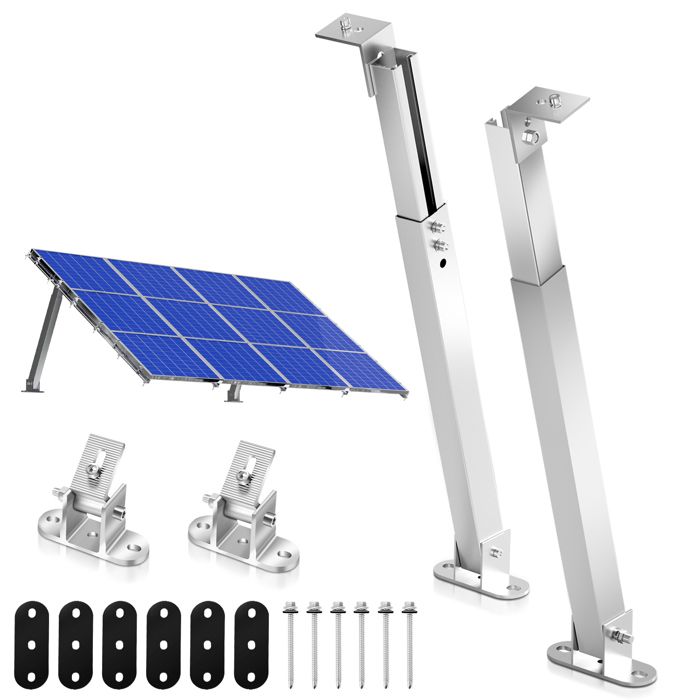 Lot 6 Supports Panneaux Solaires – 2 Pince Centrale + 4 Pince Extrémité, Alliage Aluminium Pour Toit/Balcon