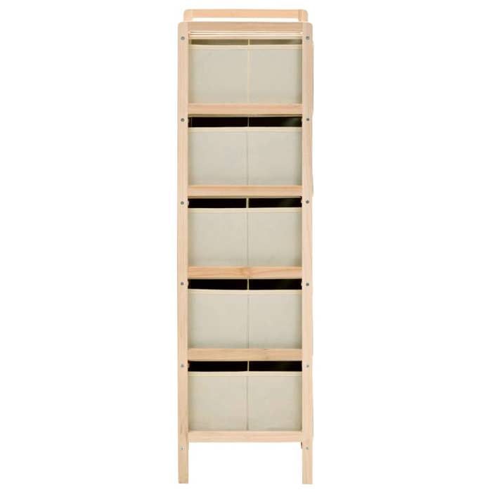 Bon plan Étagère de rangement 5 paniers tissu - Bois de cèdre beige Thome2605534