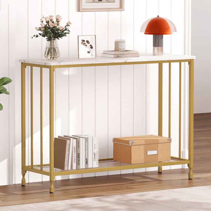 Table console avec 2 Étagères - console 105x 30 x81 cm - pour Salon Chambre - moderne - Or
