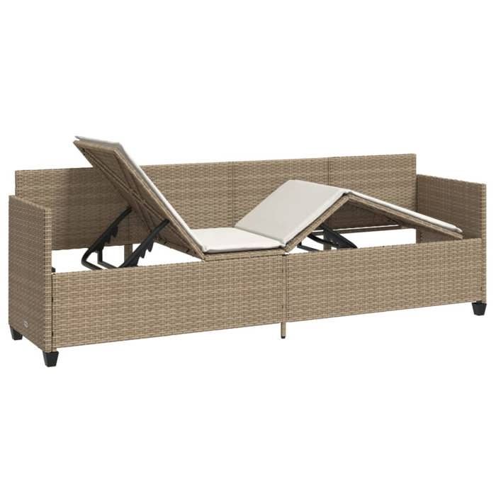 Chaise longue - Dossier réglable - avec coussins beige - Résine tresséetop vente918777387
