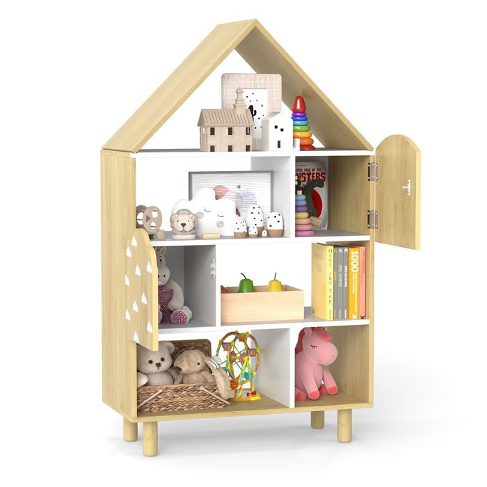 Bibliothèque Enfant Relaxdays Avec Coffre à Jouets - 70x50.5x28cm | MDF Gris/Blanc | 3 Compartiments