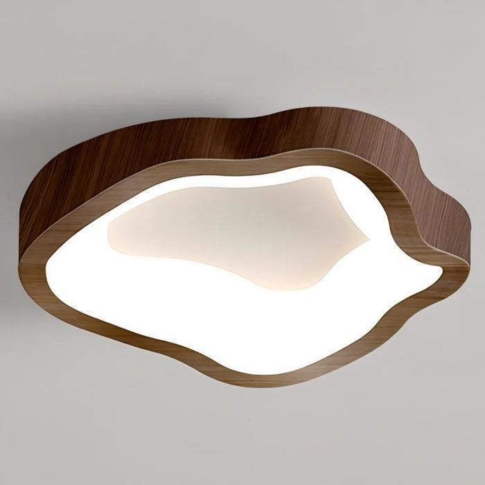 WOTTES Plafonnier LED Style Moderne - 14W Blanc froide IP54 Imperméable Lampe de Plafond Pour Salon Couloir - 1pcs Noyer Ø23CM