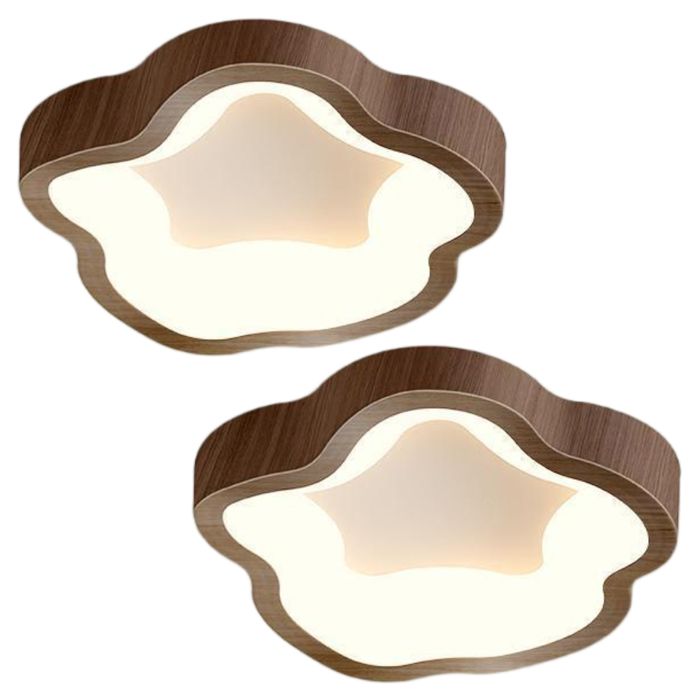 WOTTES Plafonnier LED Moderne Noyer - 14W Blanc Chaud Luminaire Fleur Lampe de Plafond pour Couloir Salle de bain - 2pcs Dia 23cm