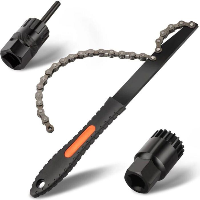 Kit De 3 Outils Pour Cassette Vélo – Fouet à Chaîne Rouge/Argent/Noir – Marque QKURT