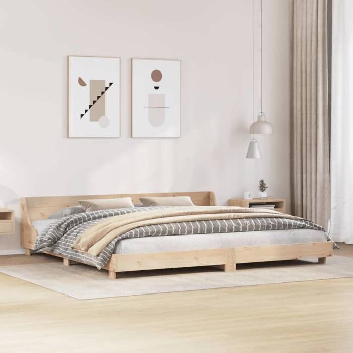 CHIC Lit adulte 2 places - 200x200 cm Structure/Cadre de lit 200x200 cm Bois massif de pin #Sara78477