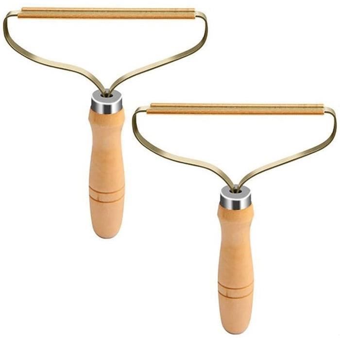 Brosse anti-peluches - BROSSE-CARDE - Lot de 2 - Bois naturel - Cuivre - Réutilisable