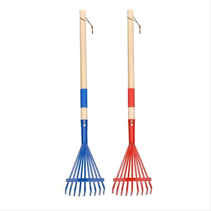 Râteau Pour Enfants En Acier Avec Manche En Bois - Outil De Jardinage Dès 3 Ans - Rouge