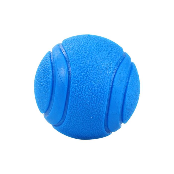 Balle en caoutchouc pour chien - Phoesky - Élastique - Motif solide - Bleu - 6 cm - Interactif