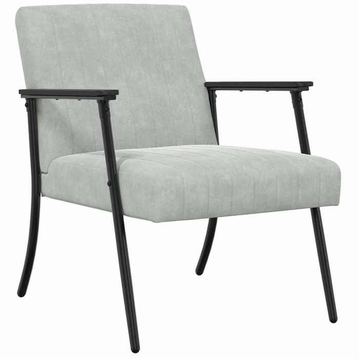 Les Soldes Fauteuil de Salon Scandinave (1 PLACE) - CLOUD - Chaise de Détente - Gris clair 59x75x78 cm Velours J6491