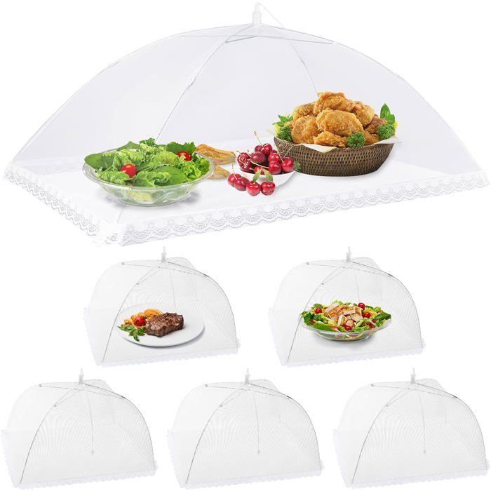 Ensemble de 6 couvercles alimentaires pliables couvercle alimentaire en filet anti-mouches tente parapluie anti-insectes