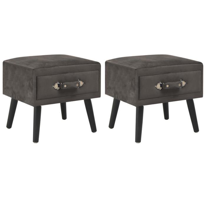 2pcs Armoires de chevet - Magnifique Gris Tables de chevet - Montage facile - Gris 40x35x40cm Velours CL7853421