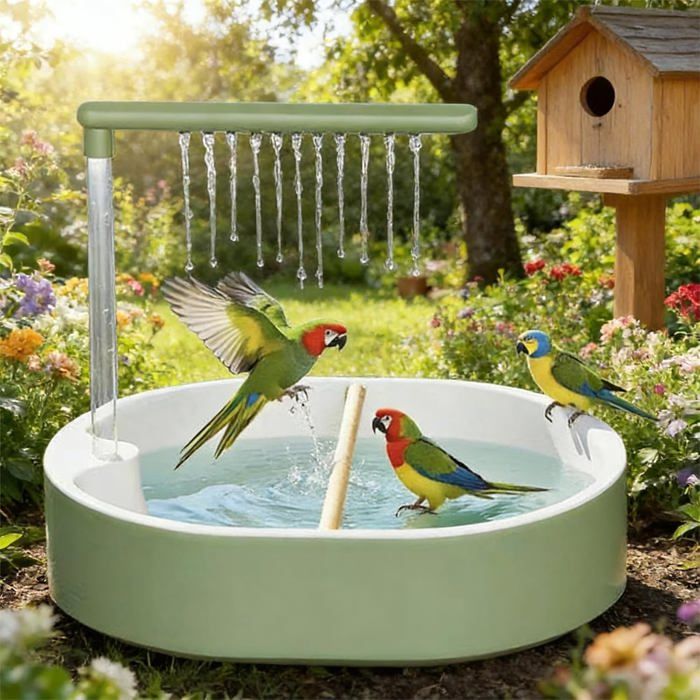 Douche Automatique Pour Oiseaux Cascade Circulation D Eau Accessoire Cage Système Abs USB Pour Perruches Calopsittes
