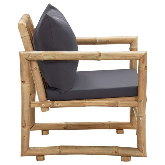 Chaises de jardin avec coussins - (lot de 2) - Meuble de Siège - Bambou CC1109
