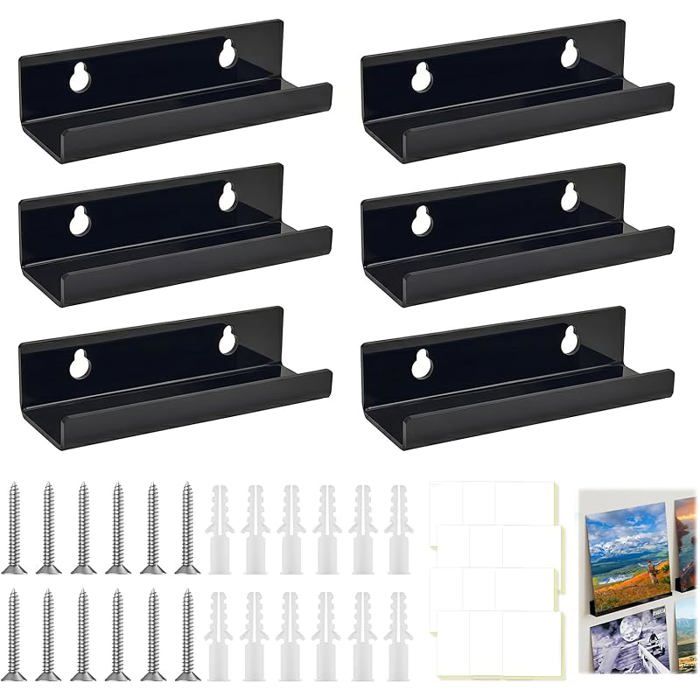 6 Pièces Accroche Vinyle Mural Etagere Murale Trparente Flottantes en Acrylique Supports Muraux pour Disque Etagère à Noir