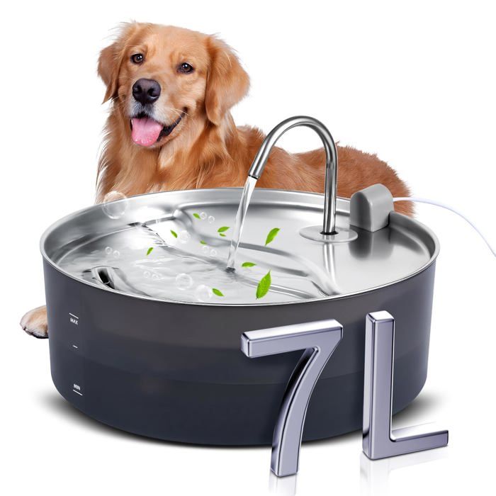 Fontaine a Eau pour Chat et Chien en Acier Inoxydable et ABS- Distributeur Eau Chat et Chien - avec Une Grande capac FONTAINE A EAU