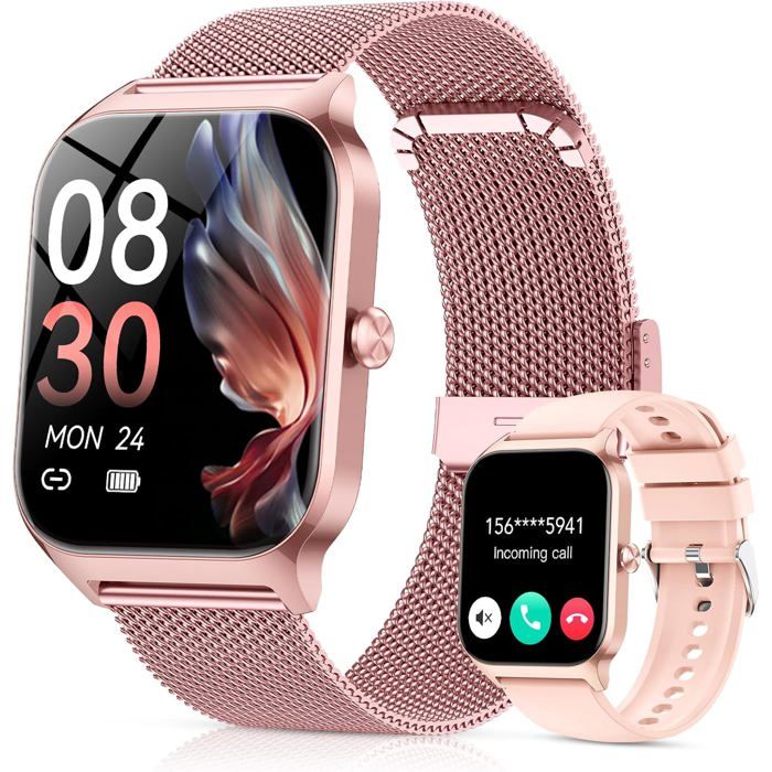 Montre Connectée Femme Avec Appel Bluetooth 1.85Hd Smartwatch Femme Avec Fréquence Cardiaque/Sommeil/Spo2 Ip68 Étanche Fitness