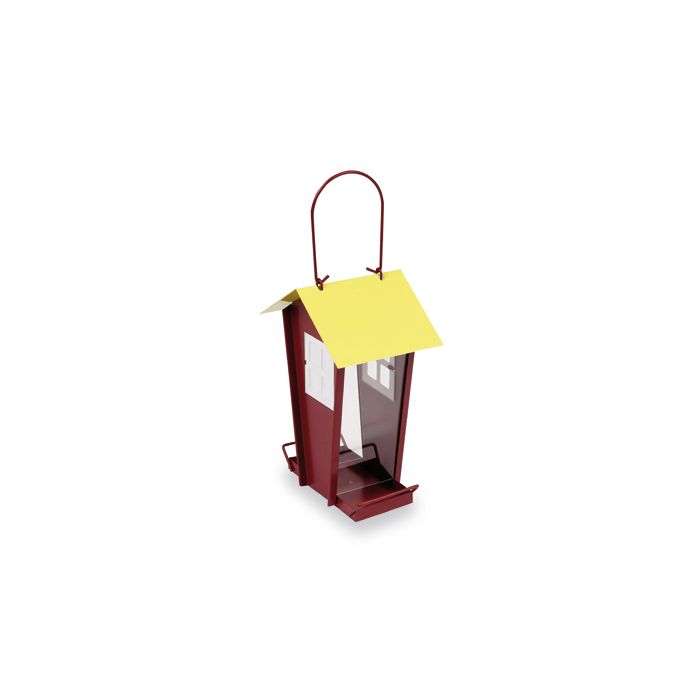 Distributeur De Graines Pour Oiseaux Sauvages En Métal Modèle Maison Parois Transparentes - Gaun