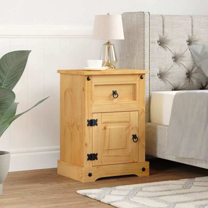 vidaXL Table de chevet Pin Mexicain Massif Rustique Table de nuit 53x39x66 cm Chambre à coucher