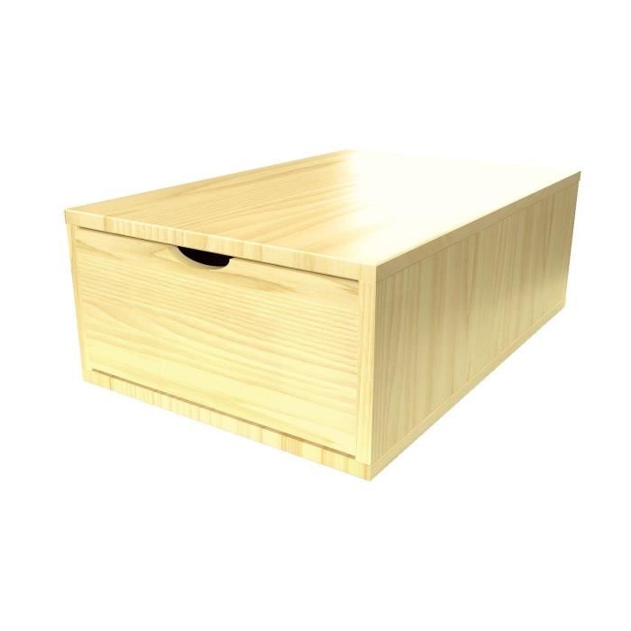 cube de rangement profondeur 75 cm + tiroir bois - couleur - miel