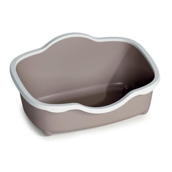 Bac à litière allongé taupe 59 x 39x 27 cm pour chat - animallparadise Taupe