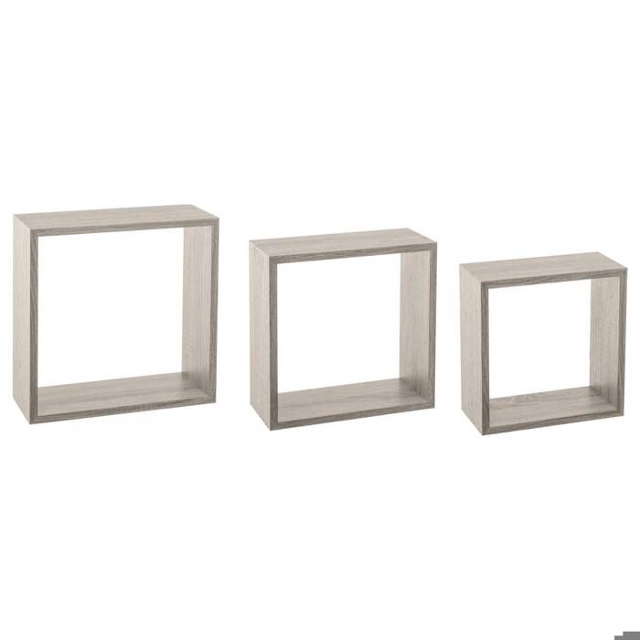 3 grandes étagères murales Fixy cube effet chêne gris - 5 five simply smart 3 grandes étagères murales Fixy cube effet chêne gris - 5 five simply smart