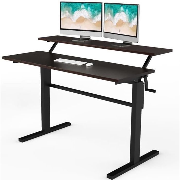 Costway Bureau Assis Debout Reglable En Hauteur75 113 Cm Avec Manivelle Pliable Mabuel Table D Ordinateur Egonomique Cadre En Acier Achat Vente Bureau Bureau Assis Debout Soldes Sur Cdiscount Des Le