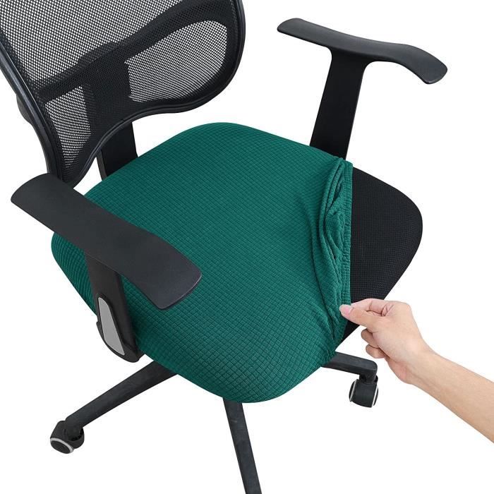 Housse de chaise de bureau fendue housse de chaise élastique à mailles de maïs (Turquoise)