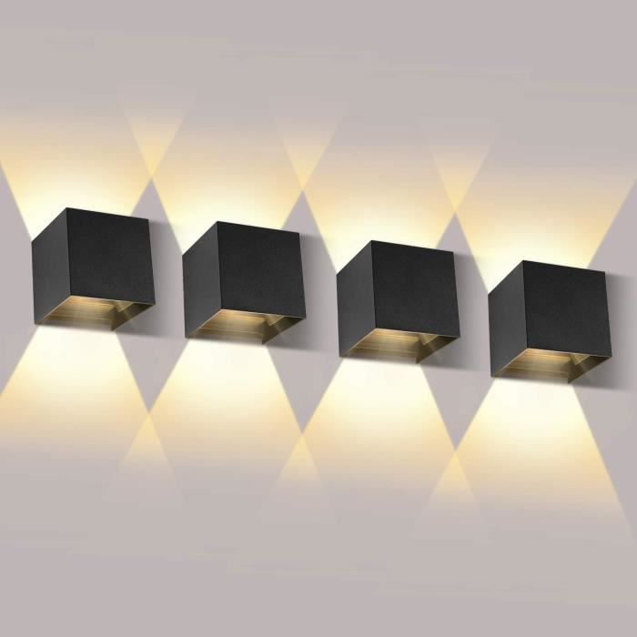 12W Appliques Murales4pcs LED Applique Murale Exterieur/InterieurAnti-Eau IP65 Lampe Murale pour Chambre Maison Couloir Salon