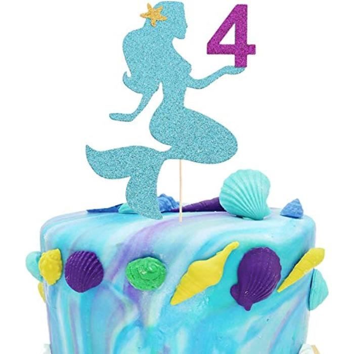 Support A Decorer Pg14z Petite Sirene Theme Glitter Cake Topper Pour Anniversaire 6 Mois 1er 2e 3e 4e 5e 6e Decoration De Gateau Sou Cdiscount Beaux Arts Et Loisirs Creatifs