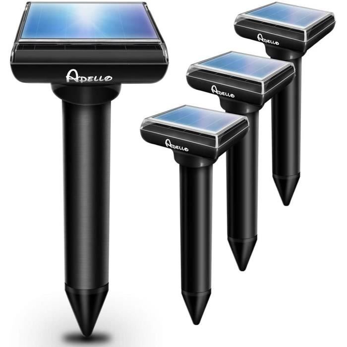 Lot De 4 Répulsifs Anti-taupes Solaires à Ultrasons - Fréquence 400-1000 Hz, Vibrations, Pour Jardin, Pelouse, étanche IP66