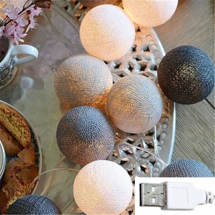 Guirlande lumineuse boules coton LED USB - Veilleuse bébé 2h - 3 intensités  - 16 boules 1,6m - Princesse - Cdiscount Maison