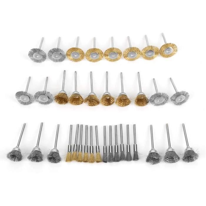 Lot De 45 Brosses Métalliques Pour Perceuse/outil Rotatif - Laiton Et Acier, Diamètres 5-25mm