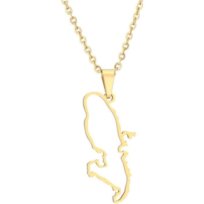 FENGJIAREN Mayotte Carte Pendentif Collier - Carte Creuse