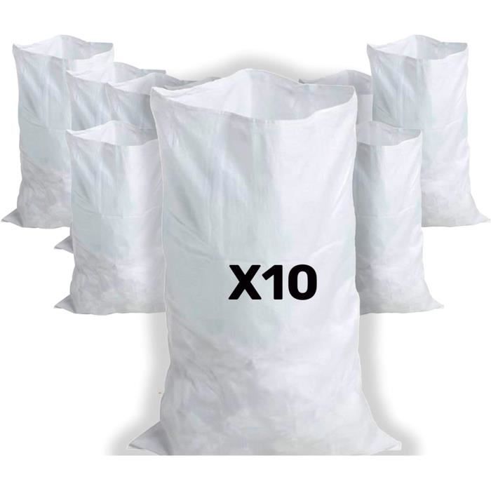 10 Sacs à Gravats Polypropylène Flandria - 55x95 Cm, Résistance 55 Kg, Réutilisables - Pour Chantier, Jardin, Sable, Terre, Déchets Verts - 7