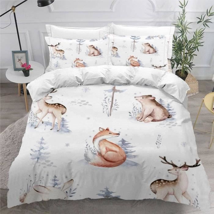 Parure De Lit 3 Pièces 220x240 Microfibre Zen - Housse Couette + 2 Taies 65x65 Cm Motif Fille