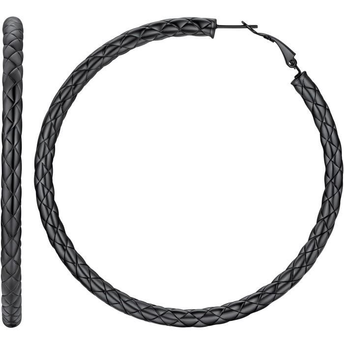 Créoles Or Femme Torsadé Boucle D'Oreille Argenté Acier Inoxydable Clou D'Oreille Fille Grand