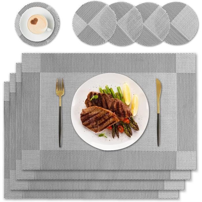Set De Table Lavable Lot De 4 Napperons Ronds PVC 38 Cm - Antidérapants Et Isolation Thermique Napperons Lavables 38cm