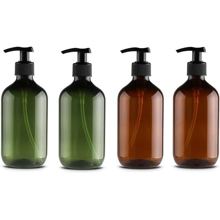 Rangement Hermétique 4 Bouteilles En Verre Vert KINGROL 500 Ml Avec Bec Verseur Inox - Pour Huile D'Olive Et Vinaigre - Cadeau Cuisine Bec Verseur Acier Inoxydable