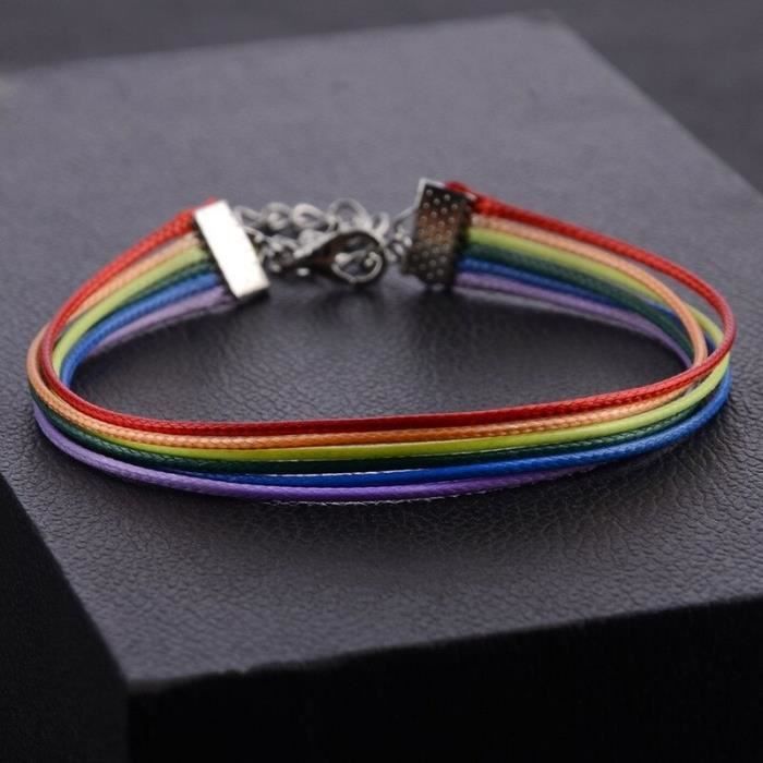Arc-En-Lesbienne Fierté Gay Pride Tissé Corde Tressée String Strand ...