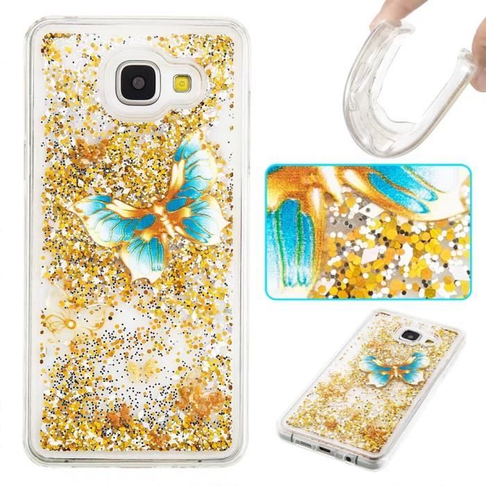 Coque Samsung Galaxy S6 Edge.Paillettes d'or papillon Luxueux ...