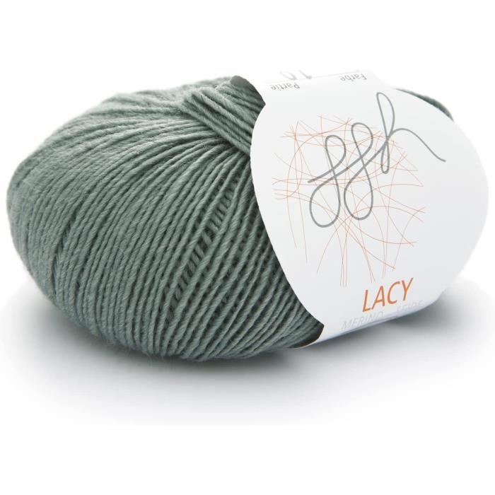 Fil à Tricoter Lacy - Laine Mérinos Avec Soie - Pelote 25g / 150m - Aiguilles 3-4 Mm - Couleur Blanc - 5